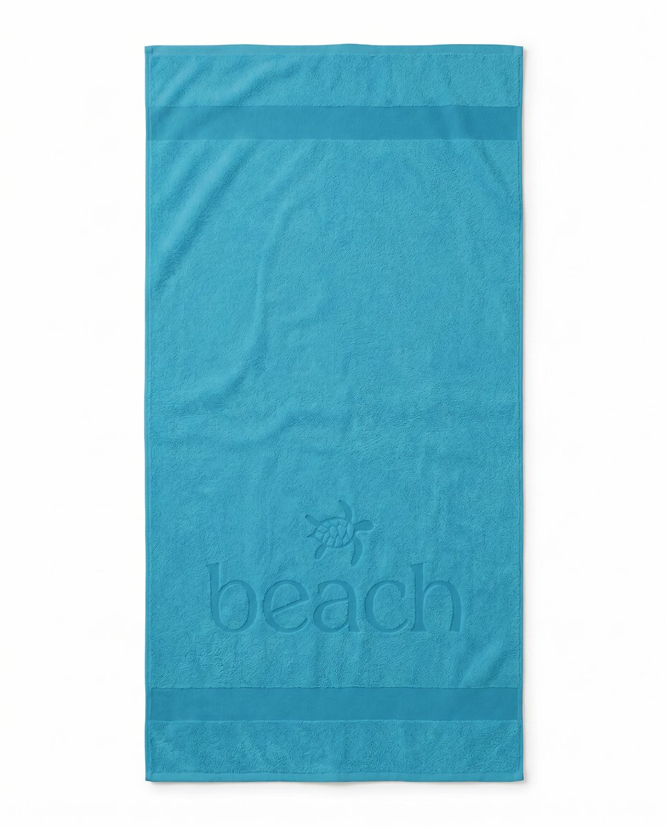 Zohome Strandlaken Turtle Beach - 100x200 cm - 100% Katoen - Light Blue - Badlaken - Strandlaken - Strandhanddoek