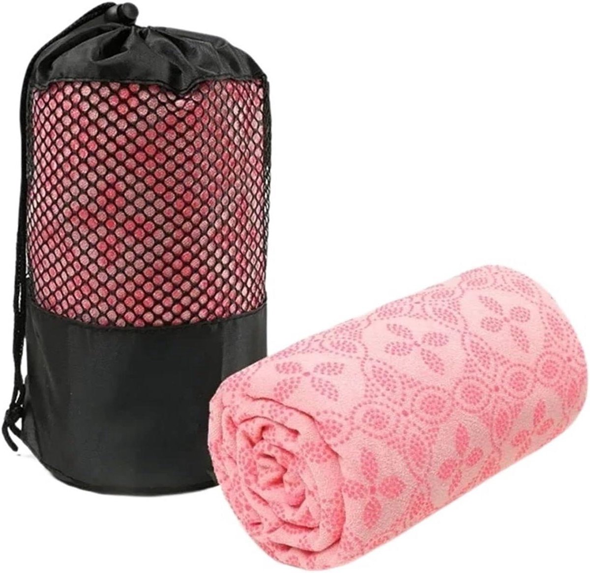 Yoga Handdoek - Pilatesmat Deken - Sport Workout - Antislip Zweetabsorberend - 183 x 63 cm - Roze