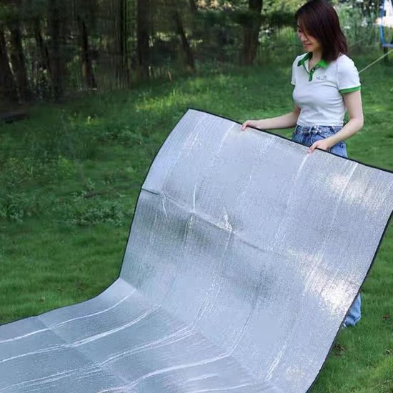 Kampeer Slaapmat - Isolerende Deken - Buiten Slapen - Dubbelzijdig Waterdicht - 200 x 200 cm - Grijs — afbeelding 5