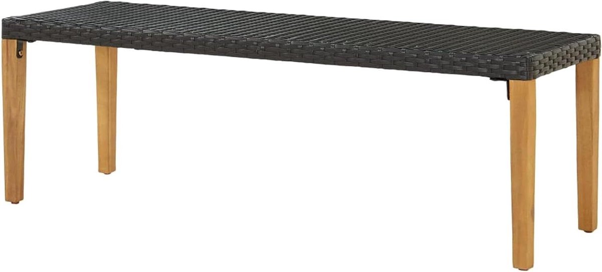 Tuinbank Polyrotan - Balkonbank Terrasbank - Ontspannen Buiten - Waterafstotend Weerbestendig - 80 cm - Zwart