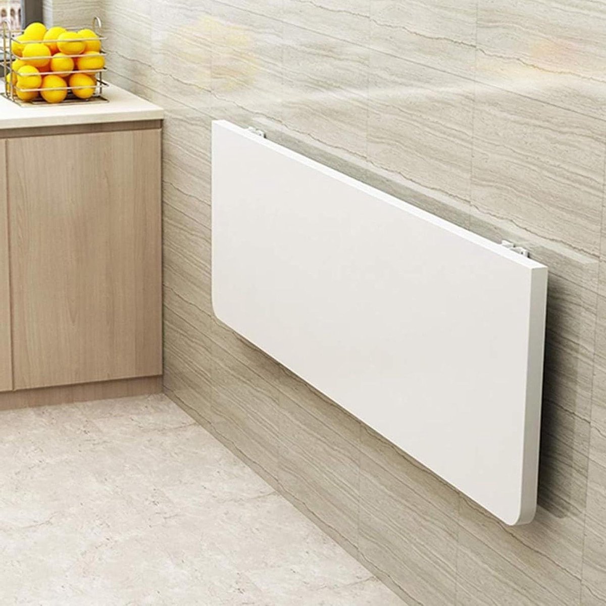 Opklapbare Keukentafel - Wandtafel Ontbijtbar - Ruimte Besparen - Inklapbaar Zwevend Paneel - L90xW30cm - Wit