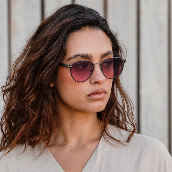 Wooda® Zonnebril Rond - Donker zwart metaal frame - Gepolariseerd - Wooda Cala Roja Gun Gris à Rosa van Wooda — afbeelding 3