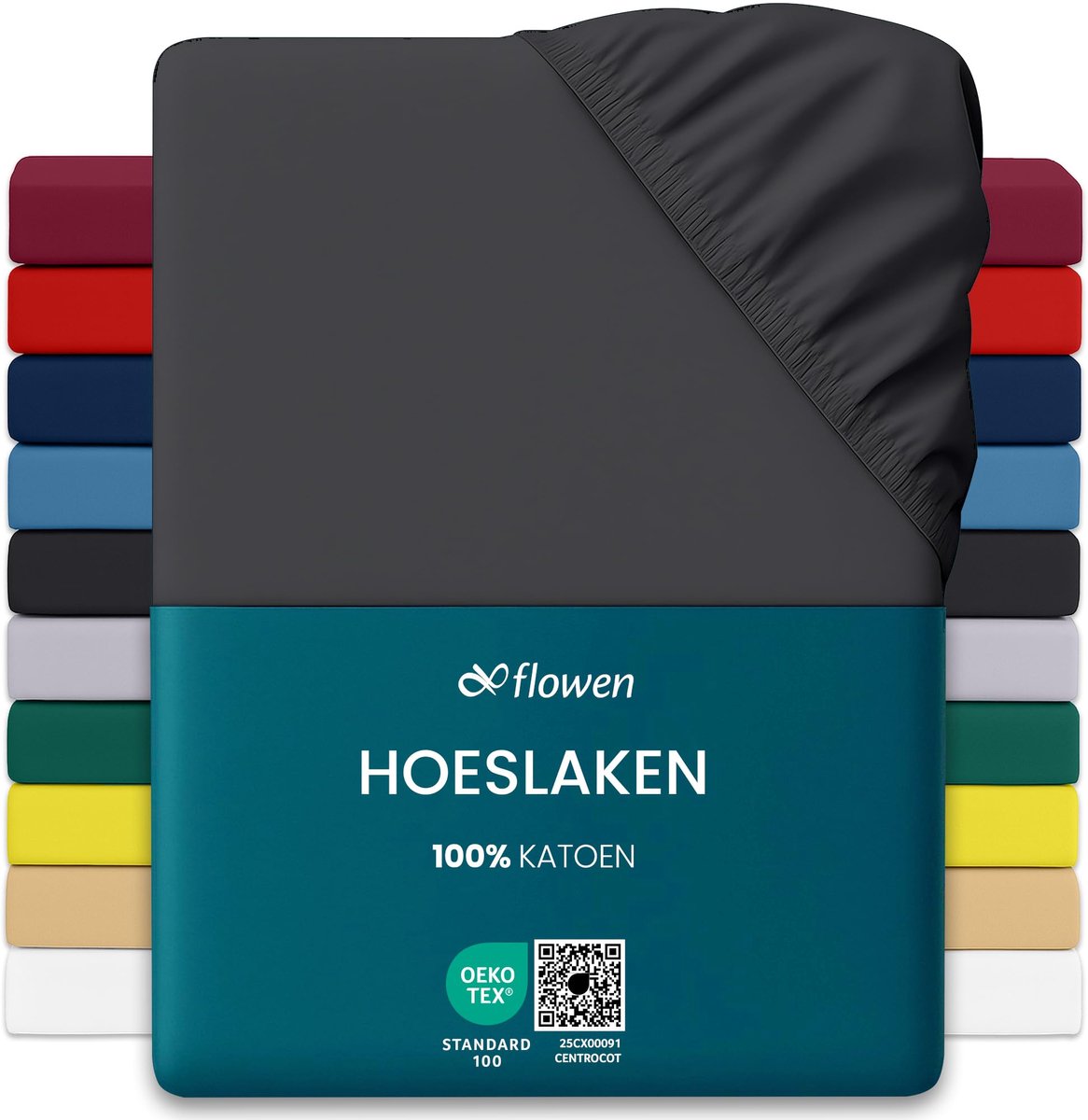 SnelShoppen - Donkergrijs Hoeslaken voor Tweepersoonsbed 200x200 cm, 100% Katoen, Mijtdicht en Ademend, Geschikt voor Matrassen tot 30 cm, Zacht en Du