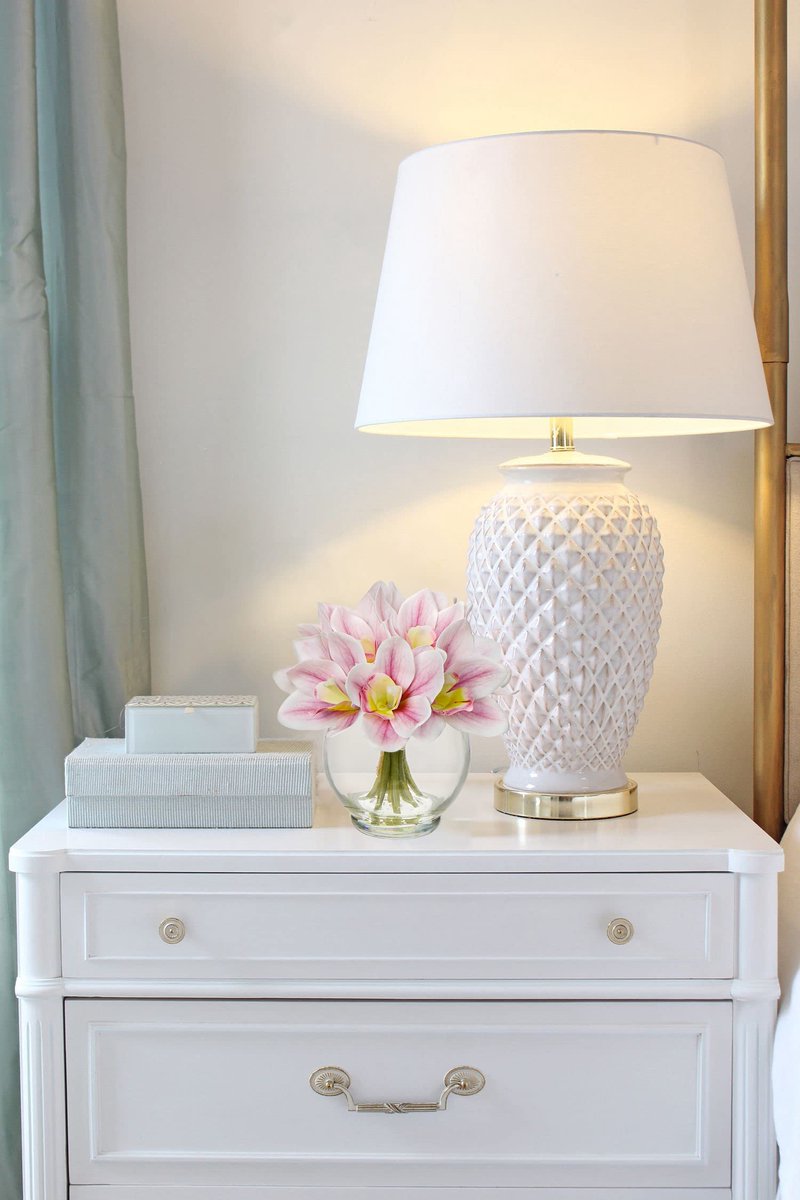 SnelShoppen - Kunstorchideebloemen in glazen vaas, roze imitatie-cymbidium met nepwater, decoratieve kunstbloemen voor huisdecoratie, tafel, middenstu