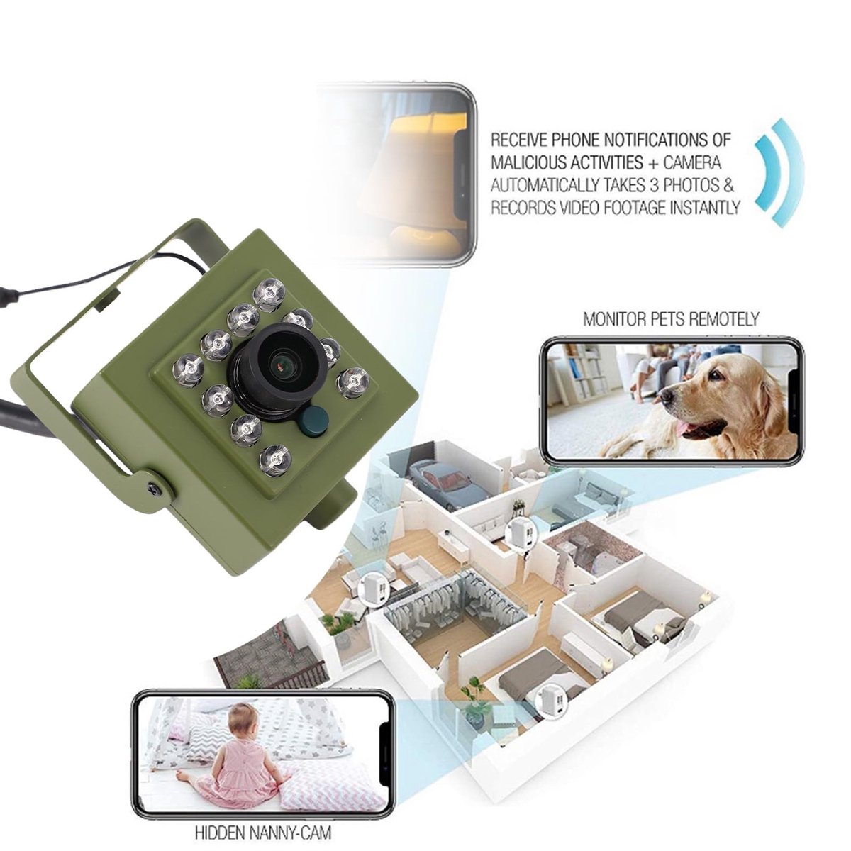 SnelShoppen - Vogelvoedercamera voor Buiten, Smart HD Vogelkijkcamera met Nachtzicht, Bewegingsdetectie WIFI, Ideaal voor BirdHouse, Eekhoornvoeder, V