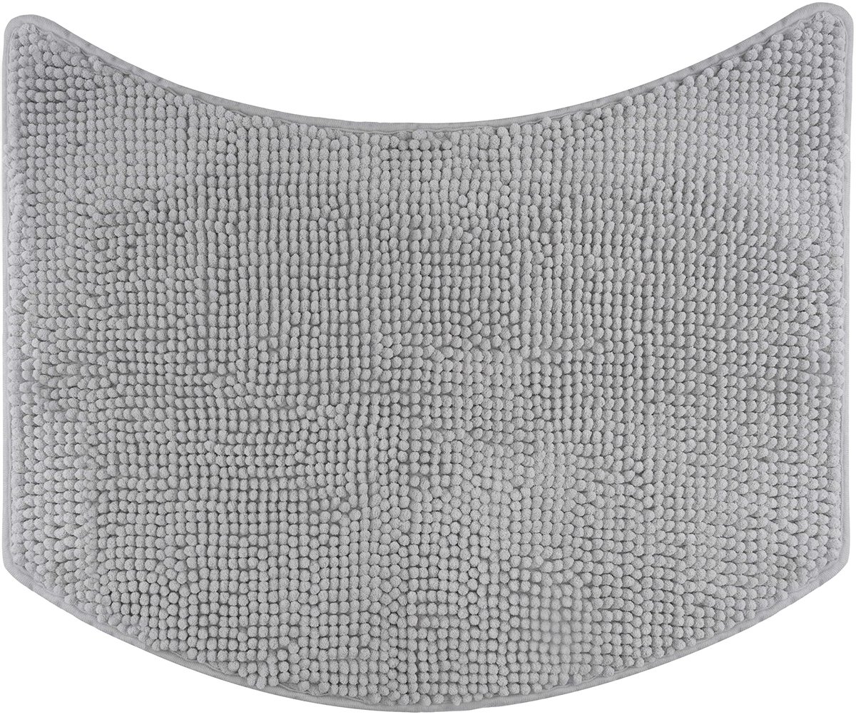 SnelShoppen - Fluffy Chenille Badmat Ronde Douche | Grijs | Kleine Curve | Doucheradius 55 cm | Luxe Badkameraccessoire | Antislip | Comfortabel en Sn