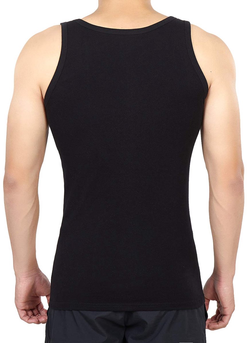 SnelShoppen - Heren Tanktop 5 Pack Fijn Rib Spier Shirts Katoen in Alle Maten en Kleuren - Zwart, 5XL - Perfect voor Sport, Vrije Tijd en Casual Gebru
