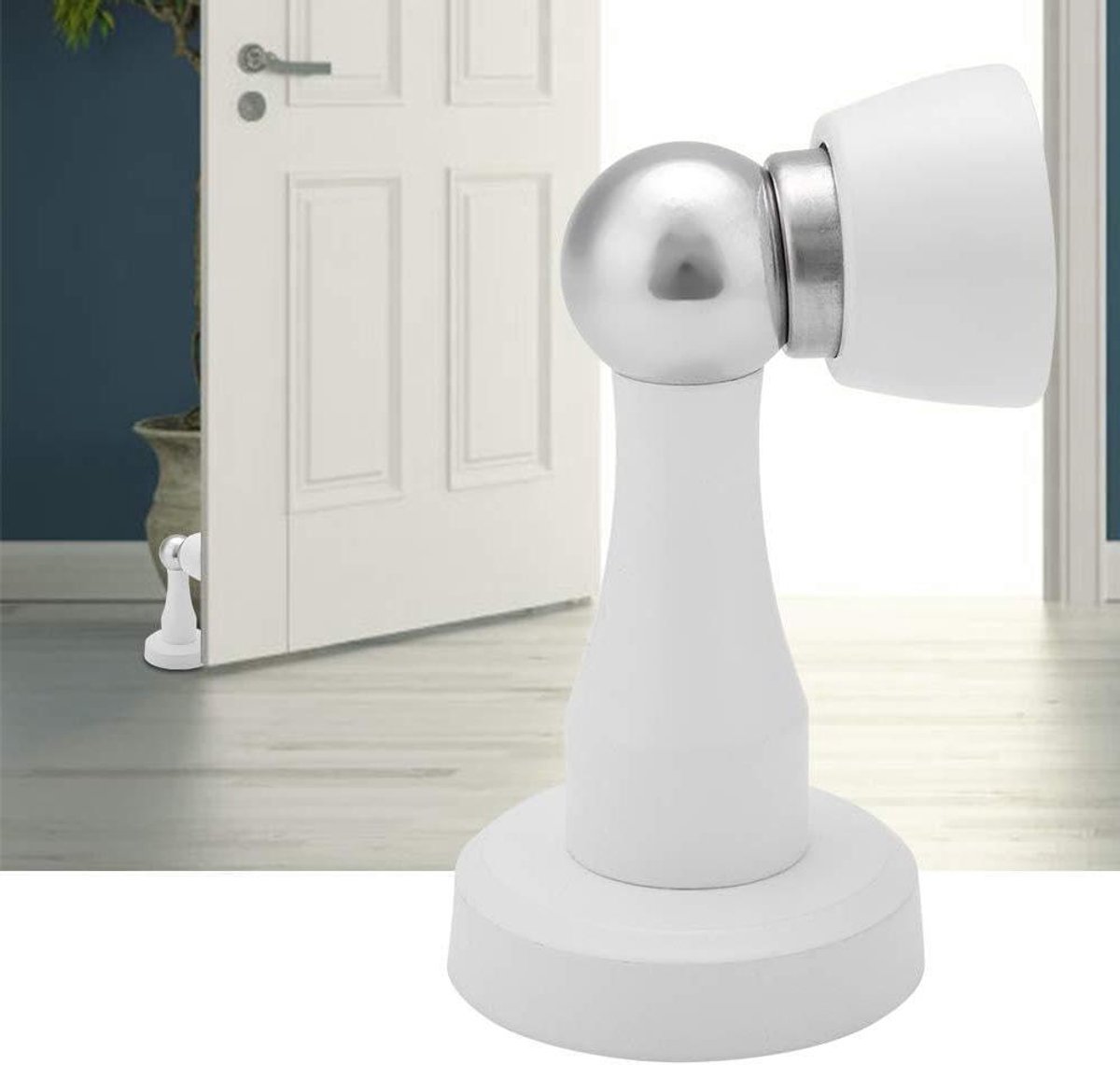 Magnetische Deurstopper - Deurvanger Deurhouder - Deuren Open Houden - Sterke Magneet - 9x6x6 cm - Wit