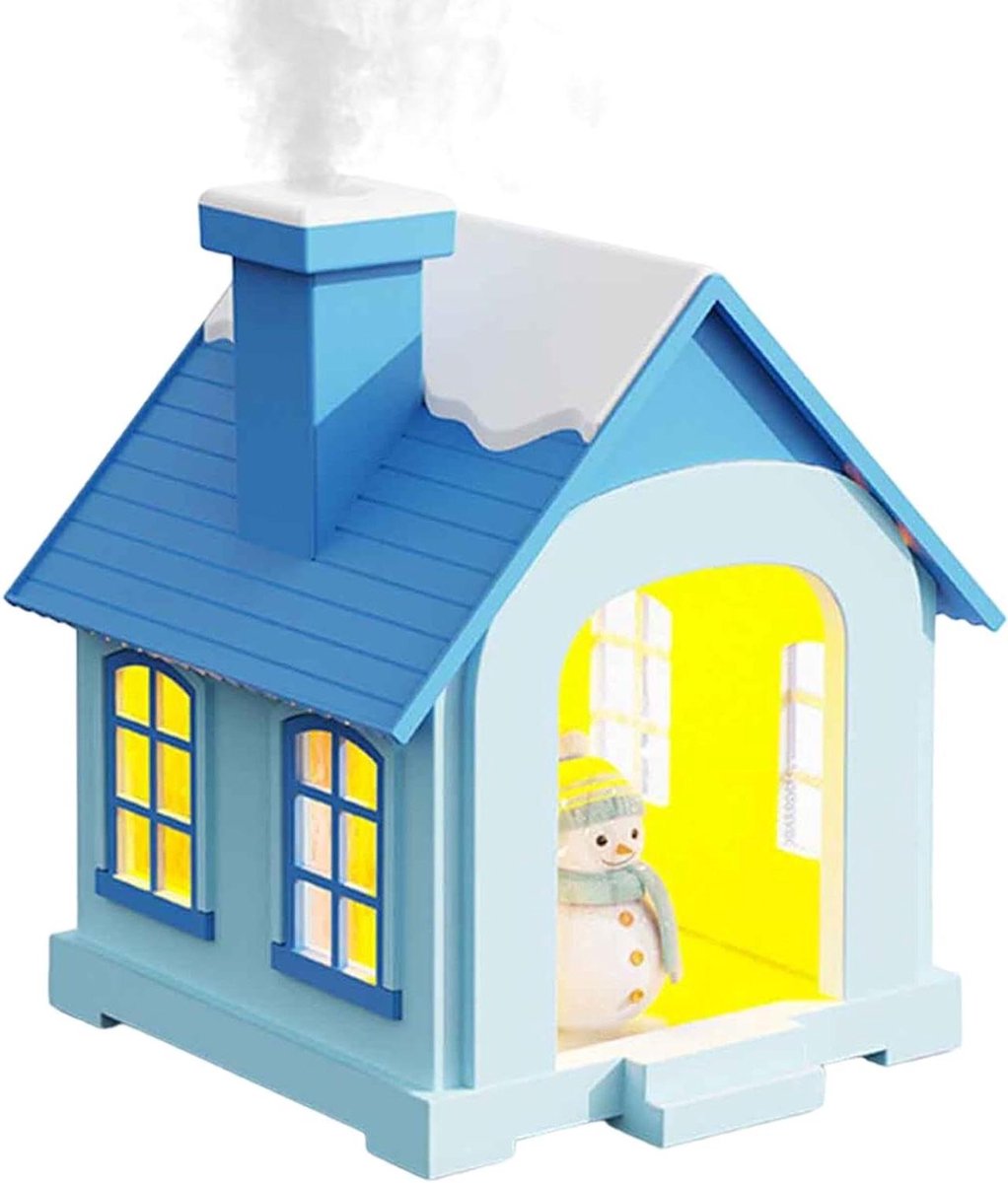 Luchtbevochtiger Huisvorm - Bureau luchtbevochtiger Persoonlijke luchtbevochtiger - Verbeteren Luchtkwaliteit - Ingebouwd Nachtlampje - 500 ml - Blauw