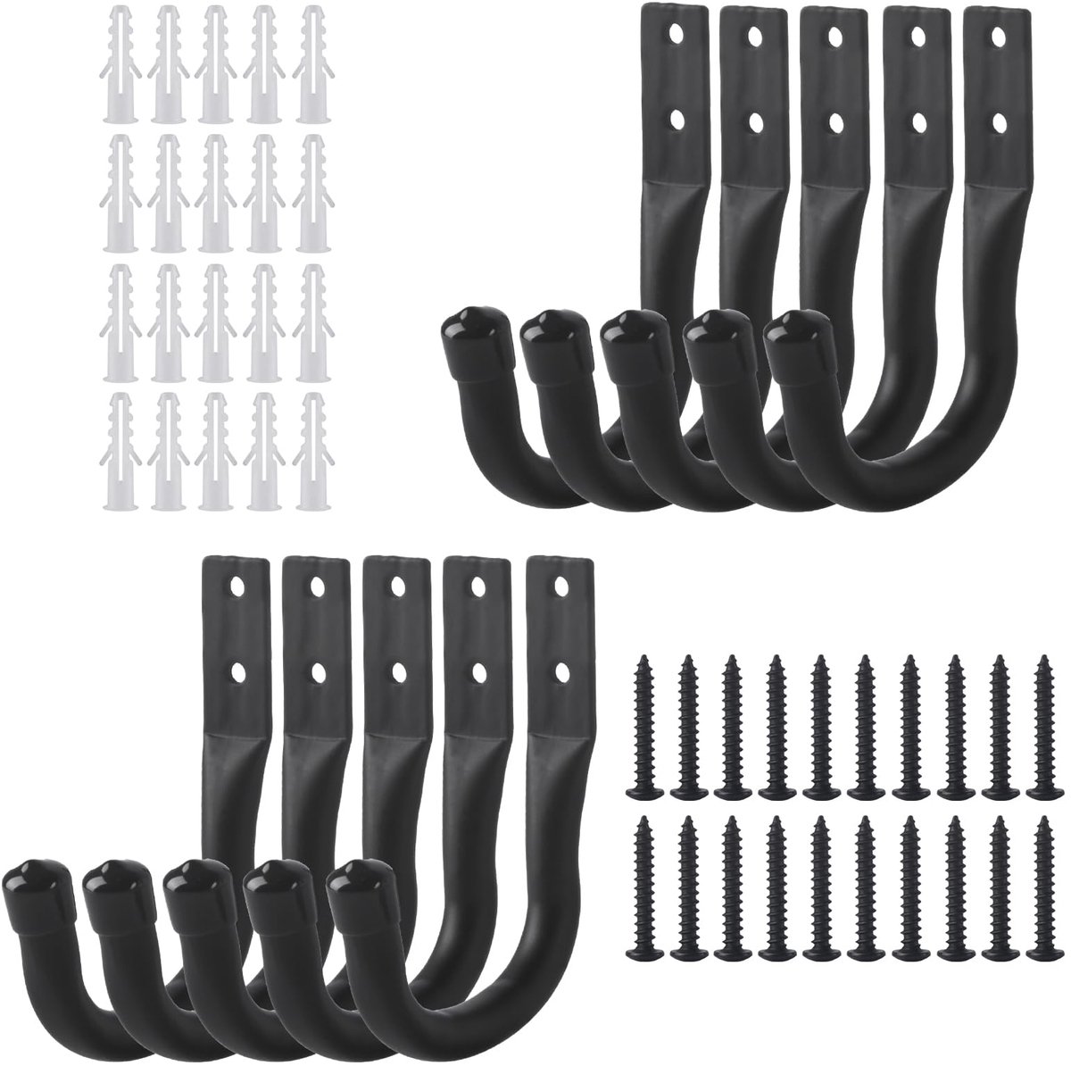 Dailygoods - Heavy Duty Wandhaken - Set van 10 voor Fietsen, Tuinslangen en Gereedschap