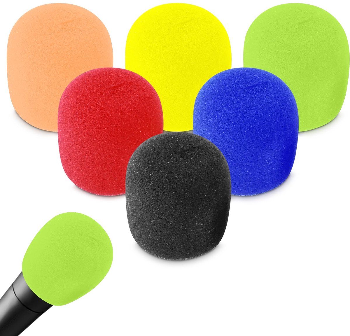 Dailygoods - Pack van 6 Microfoon Covers - Kleurrijke Schuim Hoesjes voor Handmicrofoons