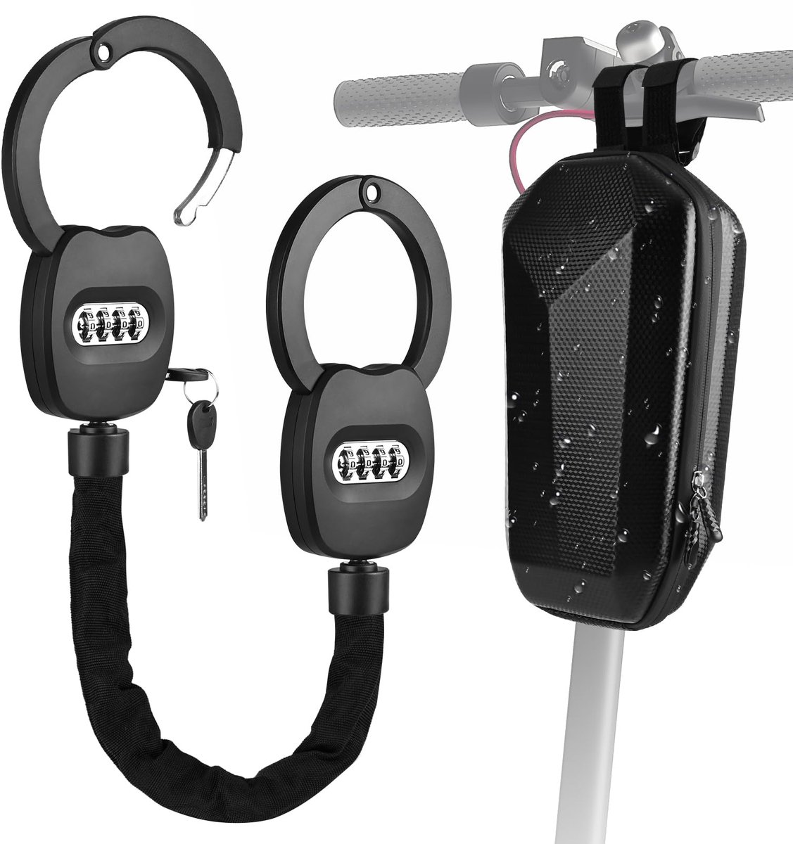 Dailygoods - E-Scooter Combinatielock met 4-Cijferige Code en Waterdichte Tas