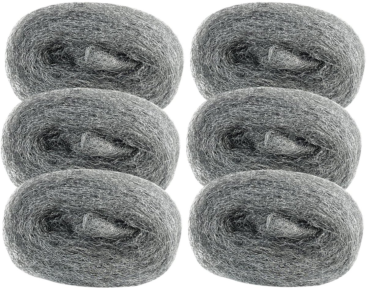 Dailygoods- Muizenafweer 6 Stuks - Staalwol 24 Meter - Effectief Tegen Knaagdieren - Sluit Gaten in Muur - Ideaal Voor Huis/Garage/Tuin - Extra Voor Reinigen/Polijsten - Knaagdierenbestrijding