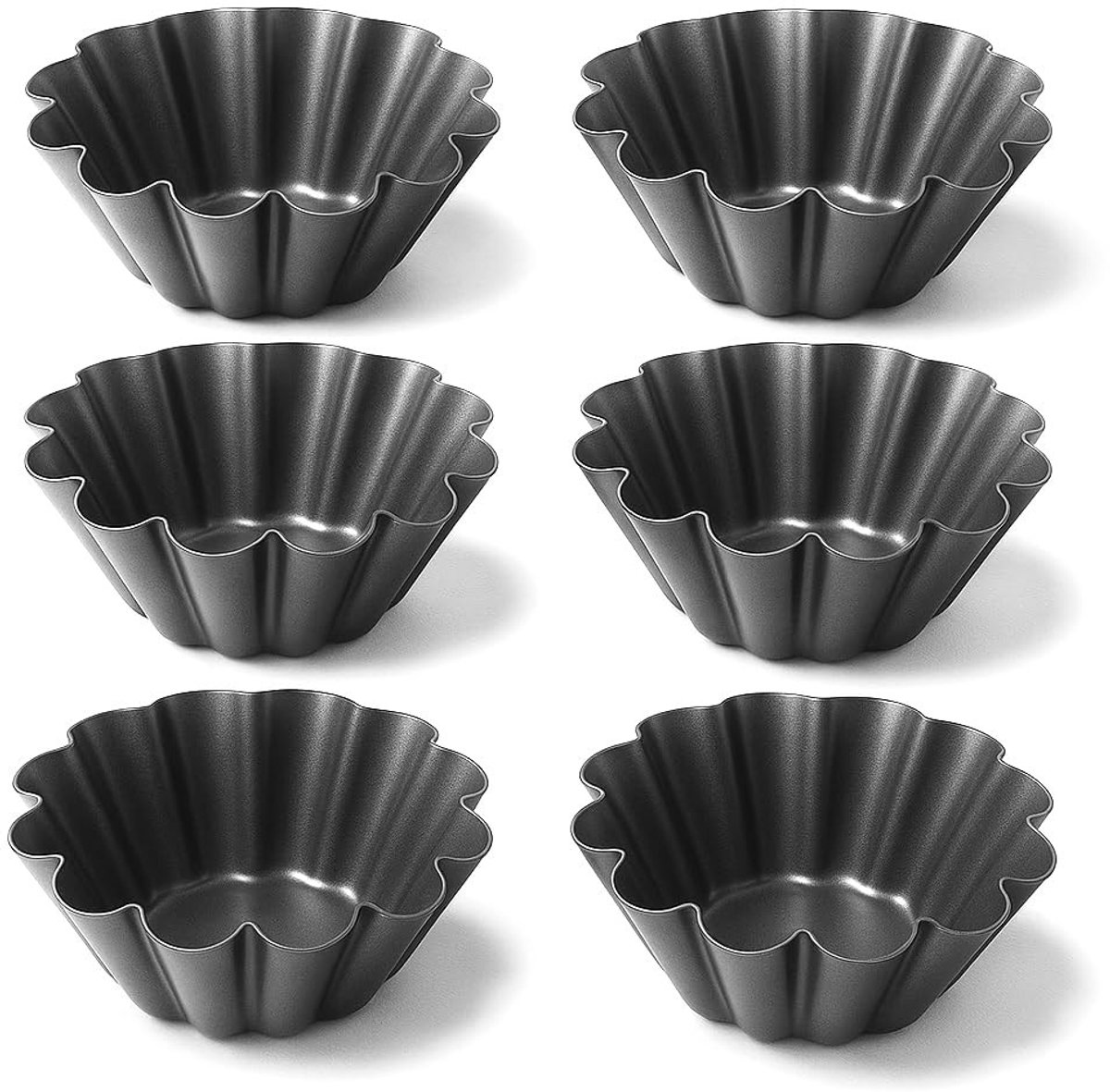 Set van 6 Ronde Puddingvormen van Koolstofstaal - 13.5cm