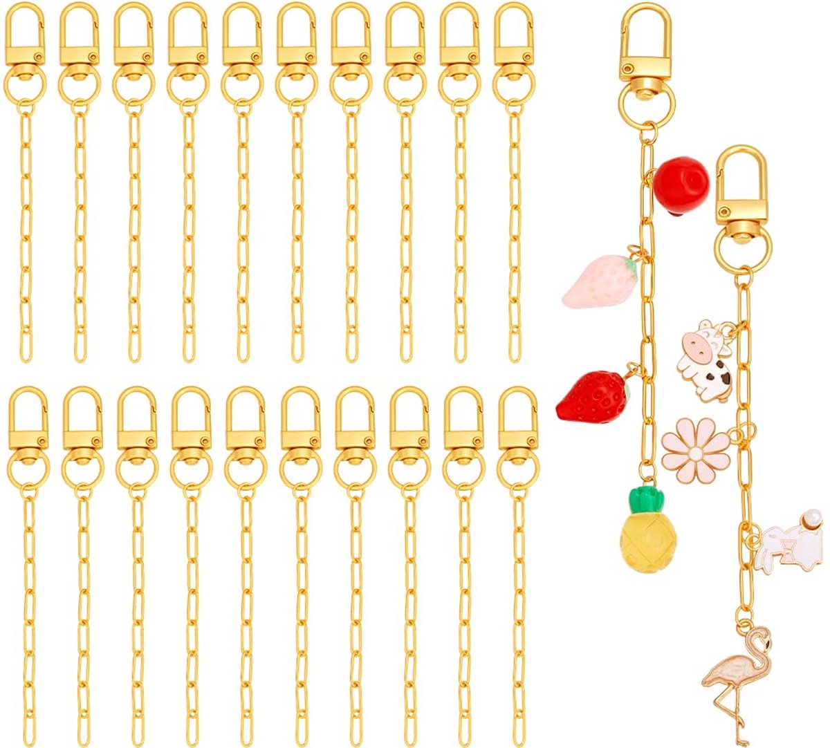 Dailygoods - 50 Stuks Lege Sleutelhangers - Goudkleurige Sleutelhanger met Ketting en Karabijnhaak