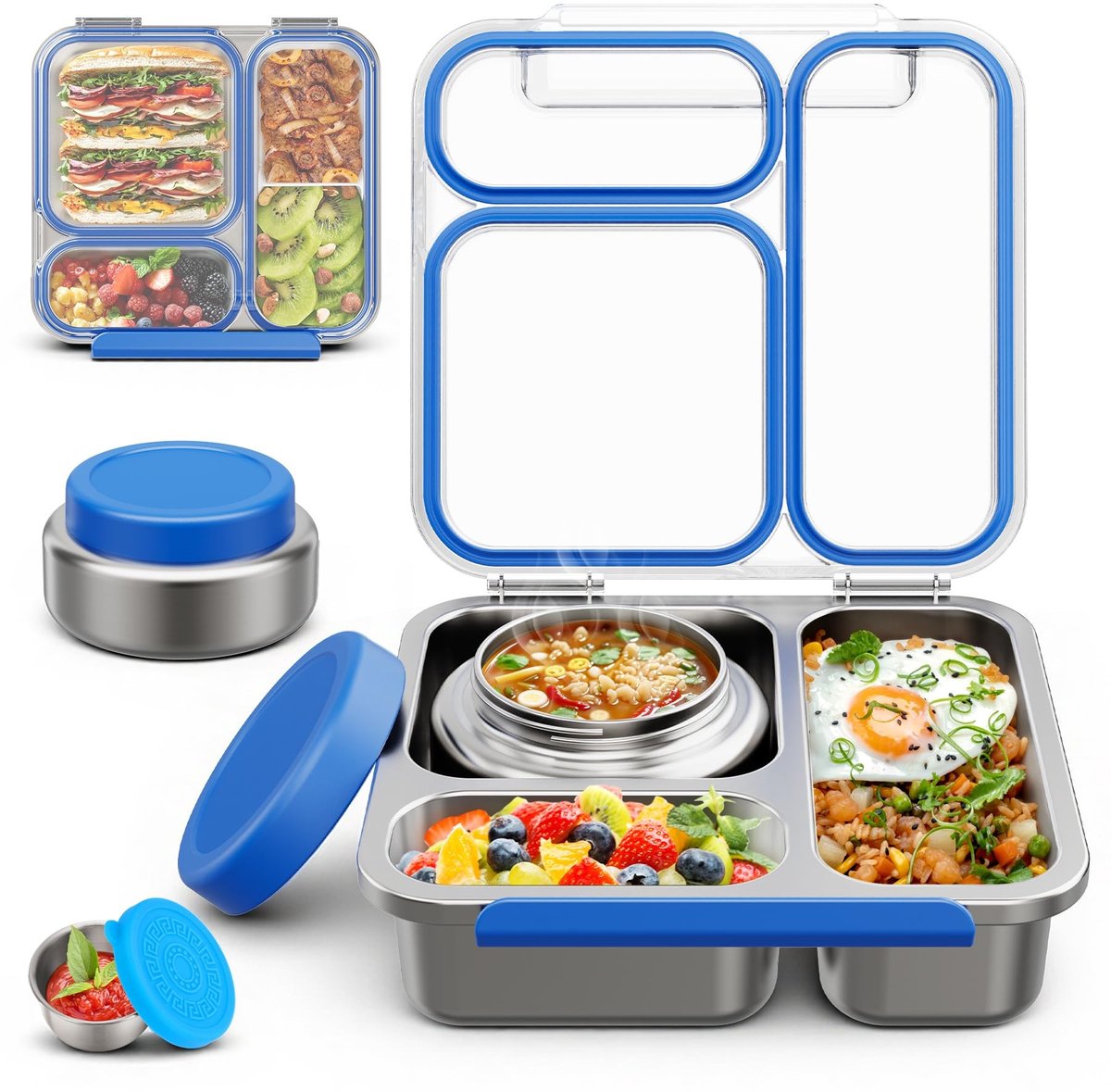 Dailygoods - Bento Box - Roestvrijstalen Kinderset (Blauw)