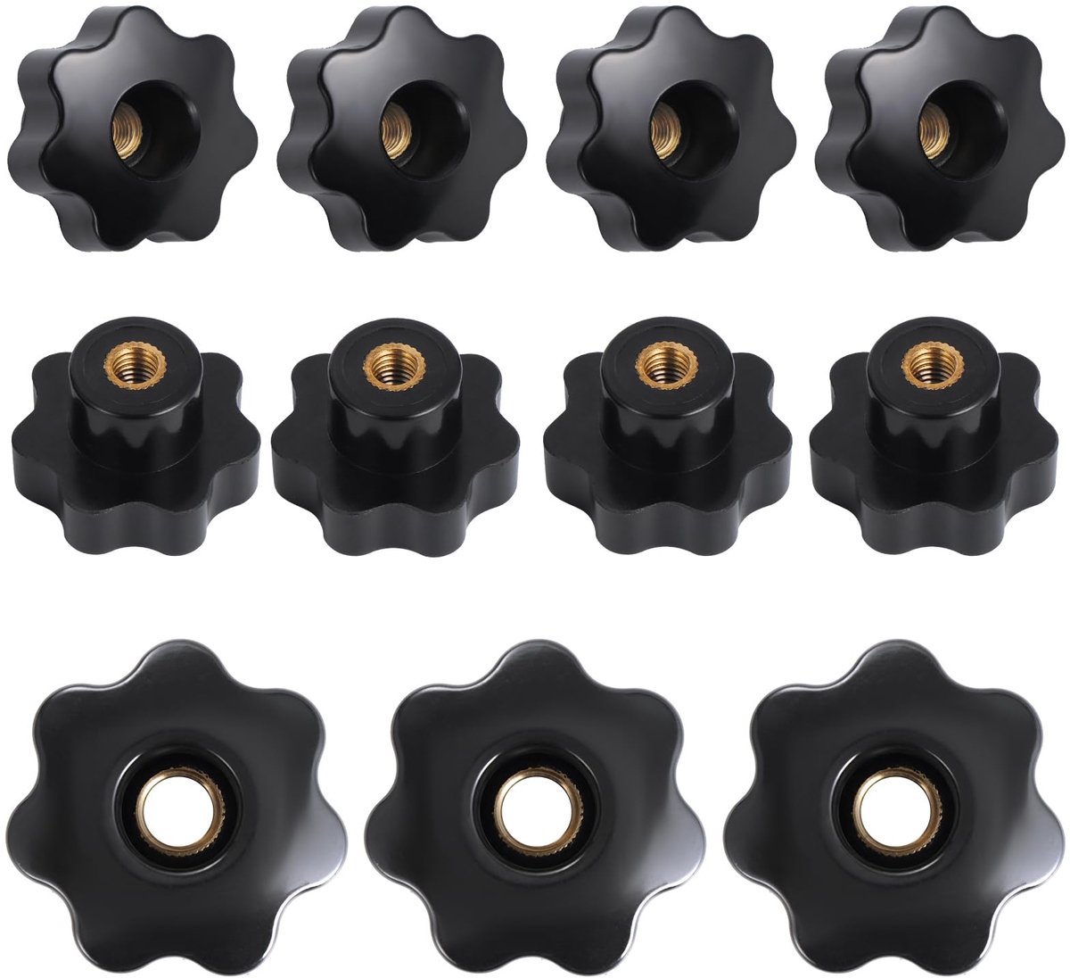 Dailygoods - 10 Stuks Zwarte Plastic Sterknoppen - M6 Draadspanningers