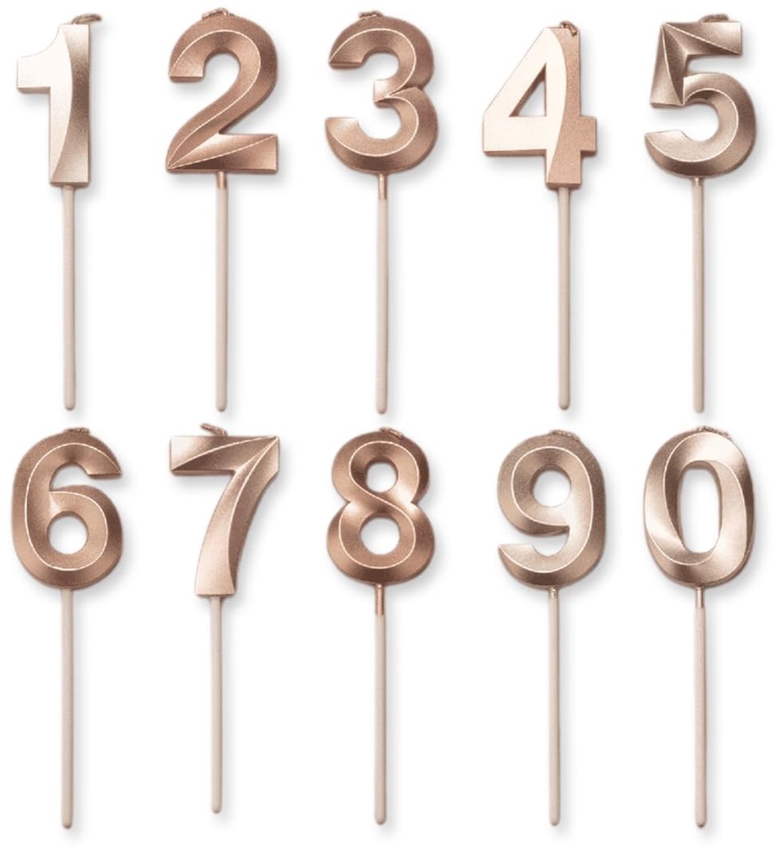 Dailygoods - Verjaardagskaarsen Set met Cijfers 0-9 (Champagne Goud)
