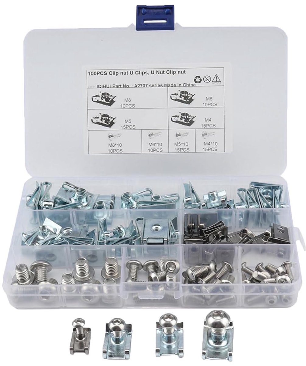 Dailygoods - 100 Stuks U Clip Fasteners - Puntige U Nut Bevestigingsset voor Auto