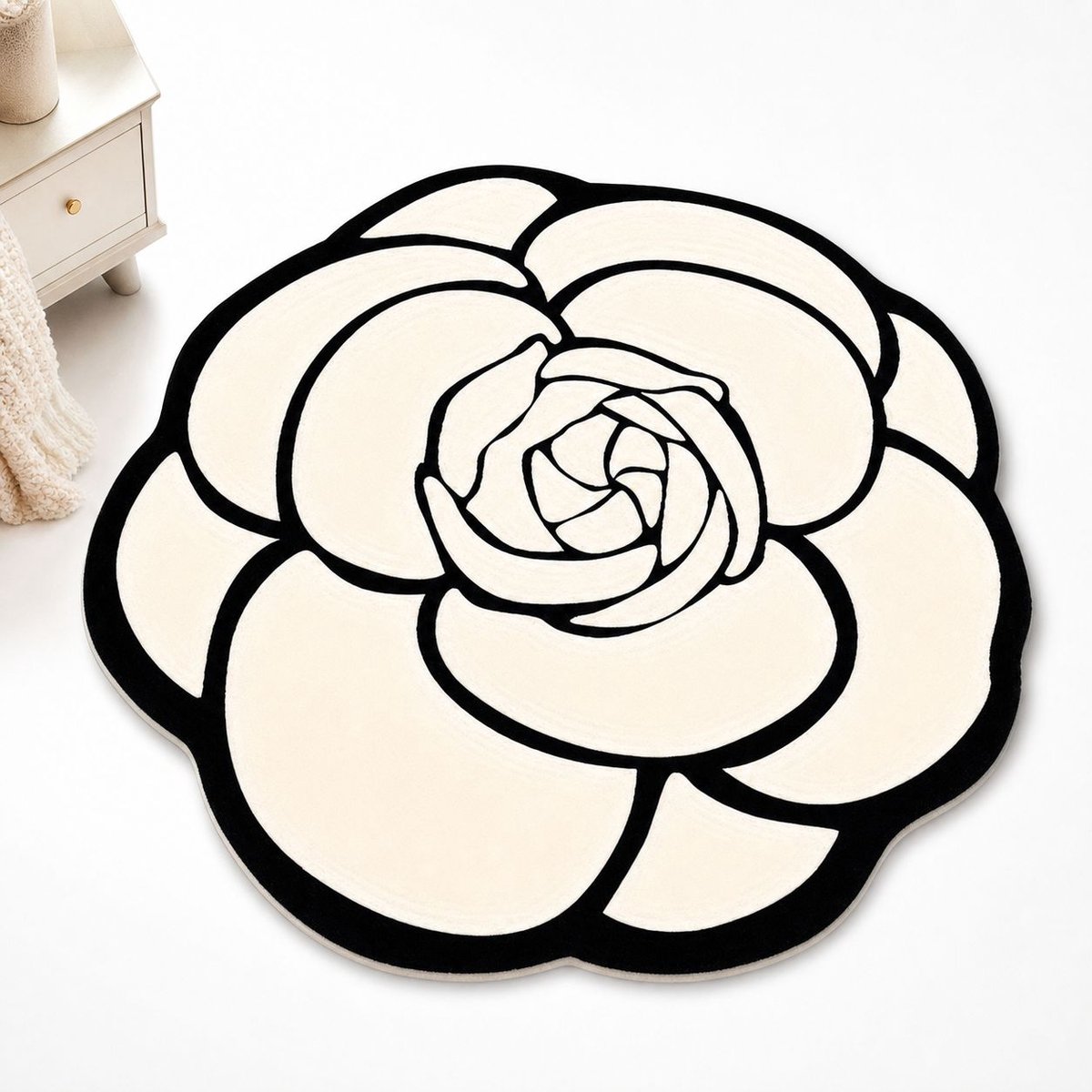 VHV - Vloerkleed met Rozenmotief - Zacht Flanel - Decoratief Kleed voor Hal, Slaapkamer en Woonkamer