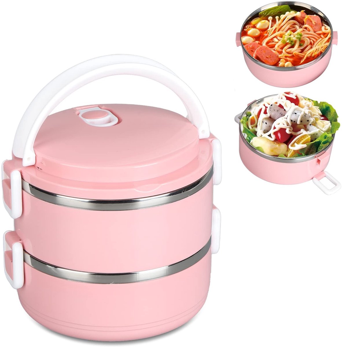 Dailygoods - Geïsoleerde Ronde Lunchbox voor Warme Gerechten in Roestvrij Staal