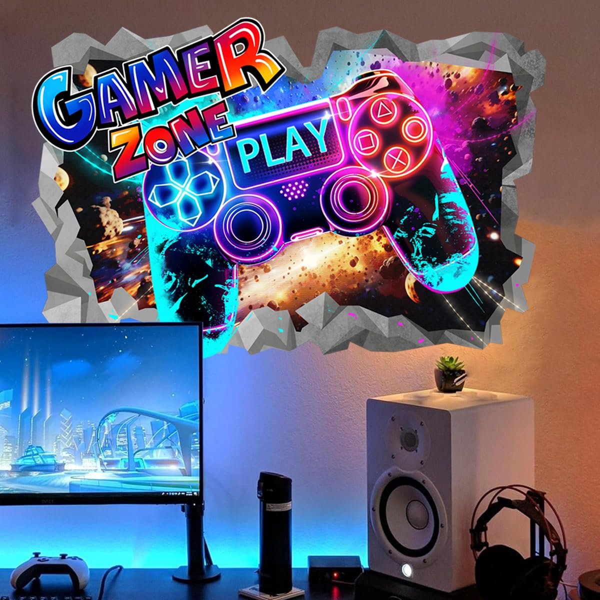 Dailygoods - 3D Game Wandstickers - Decoratieve Gamecontroller voor Jongenskamers