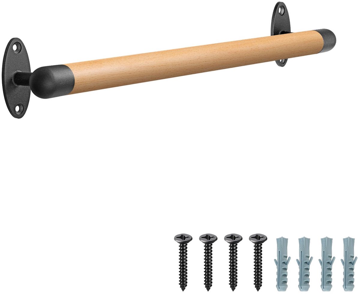 Dailygoods - 26 Inch Houten Trapleuning voor Binnen met Stevige Metalen Beugels