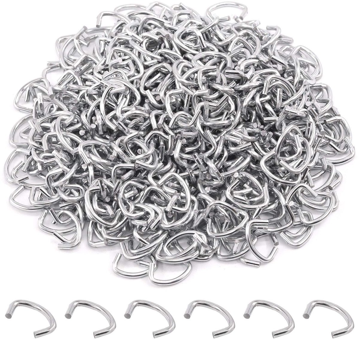 Dailygoods- Varkensringen 1000 stuks - Gegalvaniseerd Staal - Professionele Bekleding - Voor Meubels/Zakken - Schokkoorden - D-stijlontwerp - Bevestigingsringen