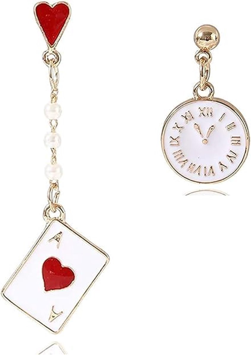 Dailygoods - Speelkaarten Oorbelletjes voor Vrouwen - Hartvormige Pokeraccessoires voor Valentijnsdag