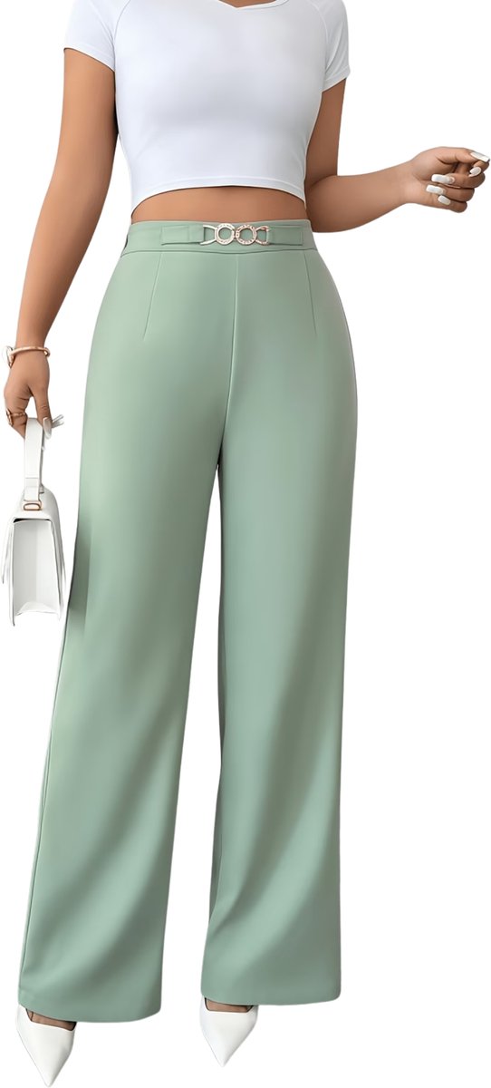 Currero Pantalon Dames Chino Golfbroek Nette Broek Met Elastische Tailleband Volwassenen Groen