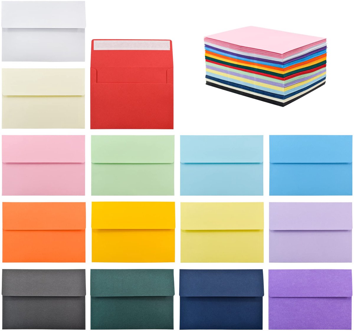 Dailygoods - Set van 150 Kleurrijke A6 Enveloppen - Ideaal voor Uitnodigingen en Wenskaarten