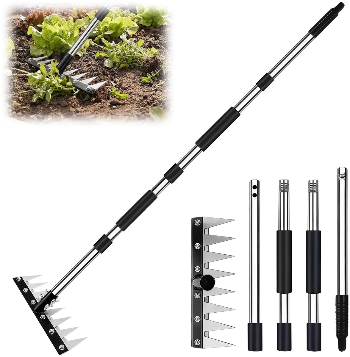 Dailygoods - Tuinhark - 155 cm, Manganese Staal, 8 Tanden
