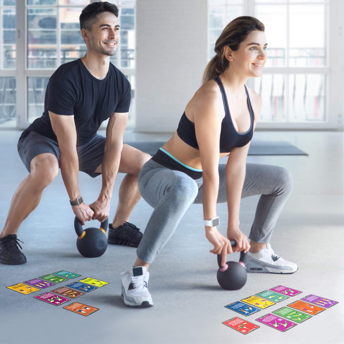 SnelShoppen - Stack 52 Kettlebell-oefenkaarten – Workoutspel voor Krachttraining, Cardio, Thuis, Sporten, Fitness, 52 Oefeningen, Ideaal voor Beginner