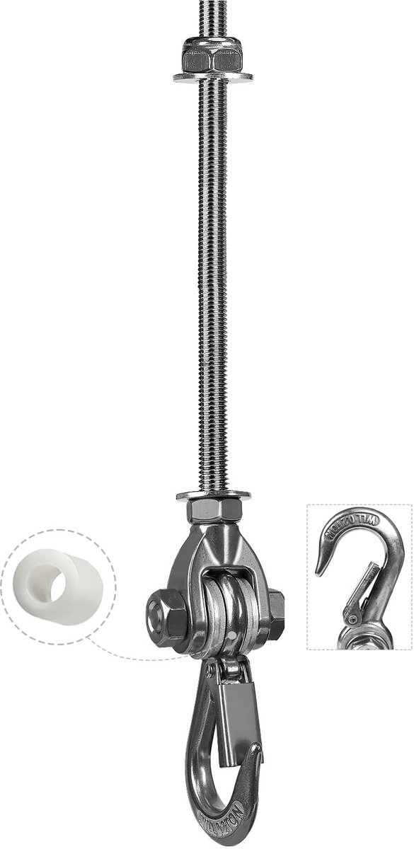 Dailygoods - Roestvrijstalen Plafondhaak - 180 Graden Draaibaar, Tot 453 kg