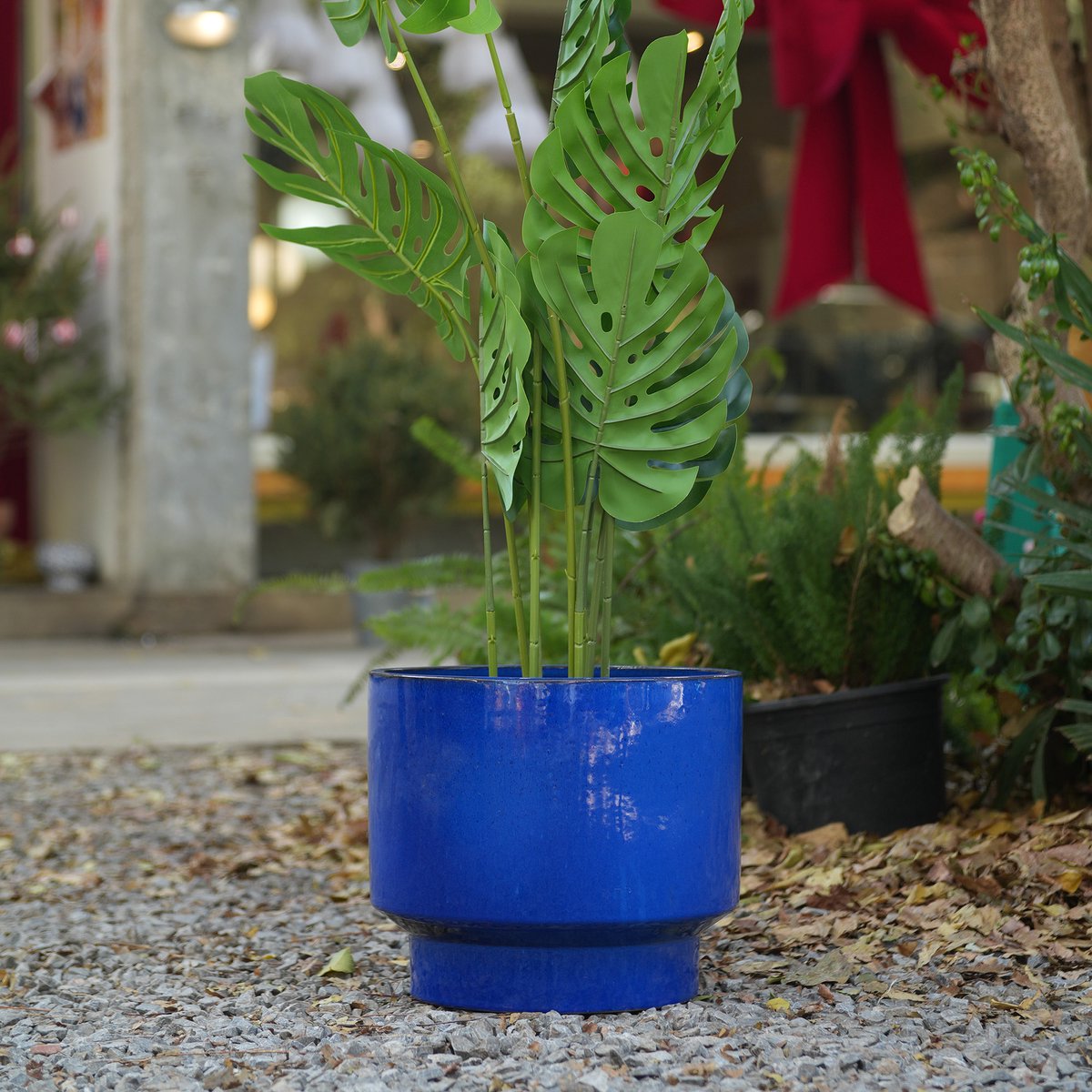 Bloempot Set – 3 Delig – Glansglasuur – Keramiek – Blauw – Binnen En Buiten – Met Drainagegat