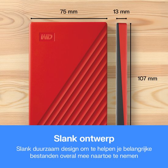 Western Digital My Passport - Externe Harde Schijf - 2 TB - Rood van Merkloos — afbeelding 2