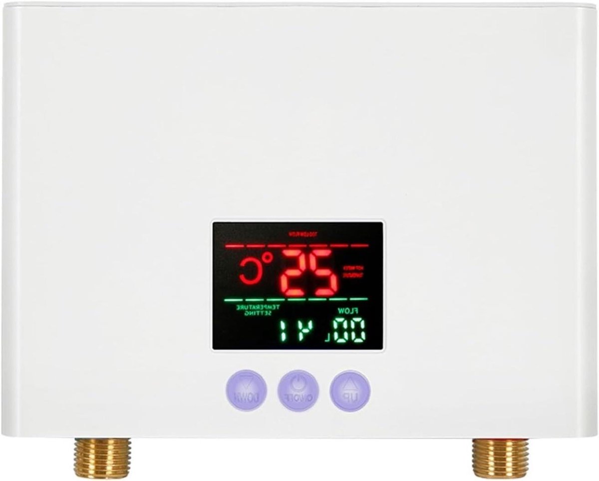 Doorstroomverwarmer Elektrisch - Mini Boiler - Direct Warm Water - Tankloos Ontwerp - 3000W Vermogen - Wit/Zwart/Goud
