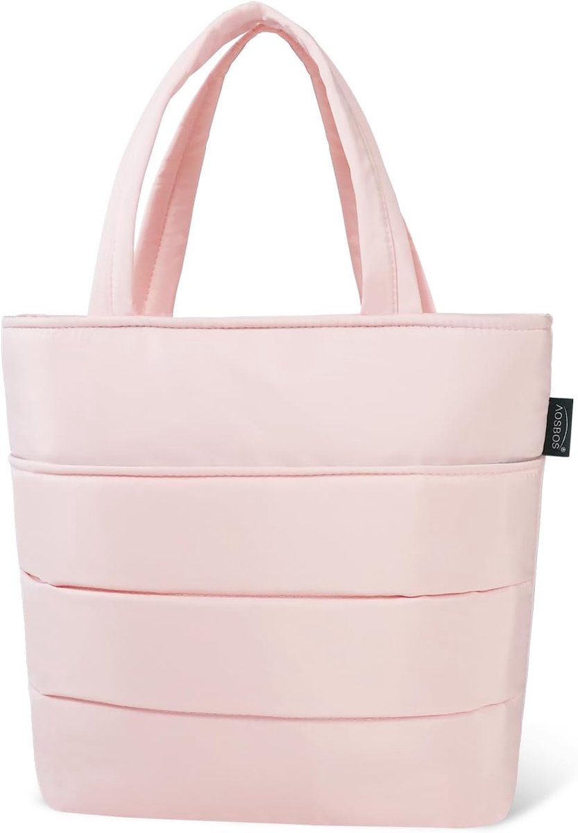 SnelShoppen - Gewatteerde geïsoleerde lunchtas voor dames en meisjes, waterdichte voering, trendy roze, perfect voor school, werk, picknick, en meer