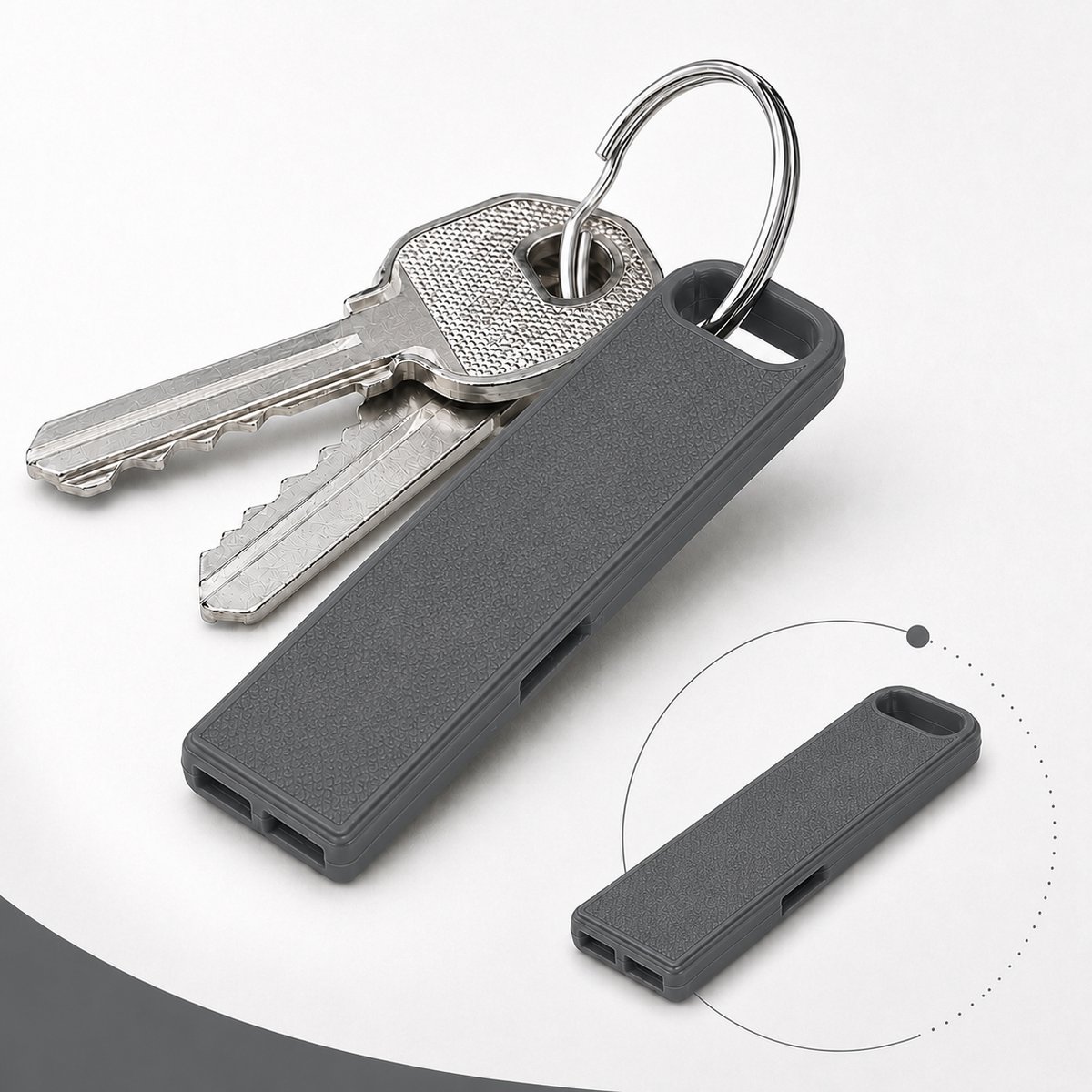Plat fluitje voor sleutelhanger - Ultralicht 1,8 g - Grijs