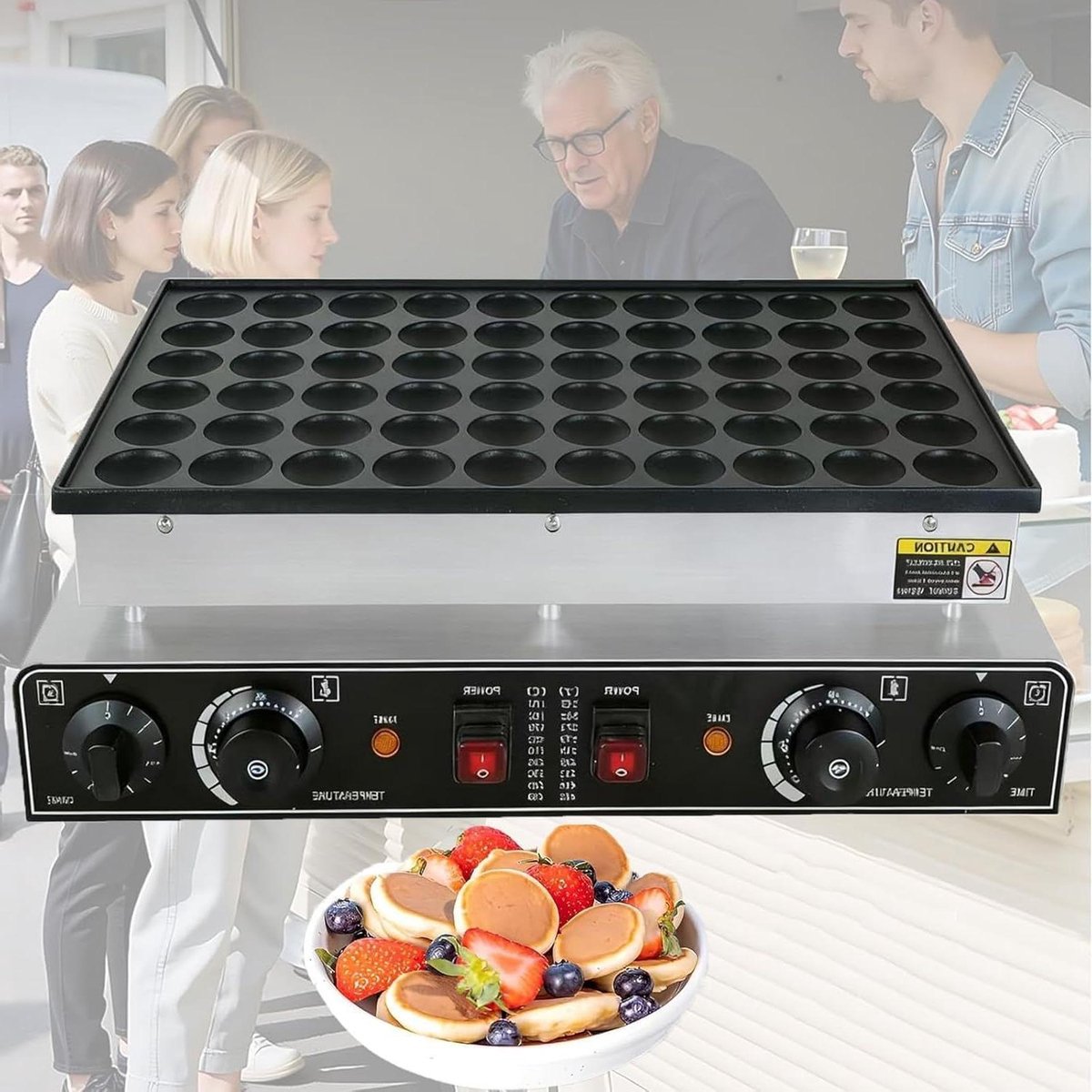 Mini Pannenkoekenmaker - Poffertjespan Dorayaki - Ontbijt Maken - Antiaanbaklaag Gietijzer - 50 Gaten - Zilver