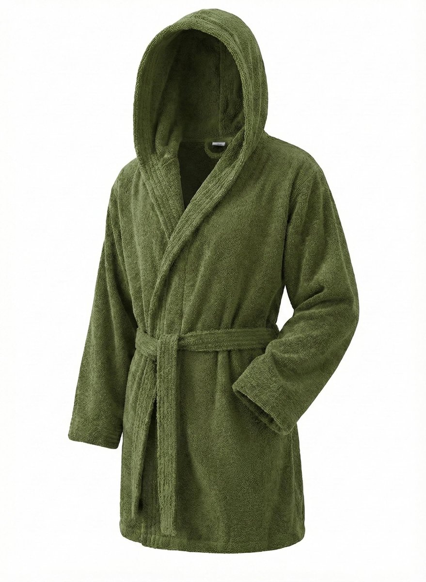 SnelShoppen - Unisex Badjas met Capuchon - 100% Katoen Douchebadjas voor Heren en Dames - Zomer Badjas - Badstof 500g/m2 - Maat M