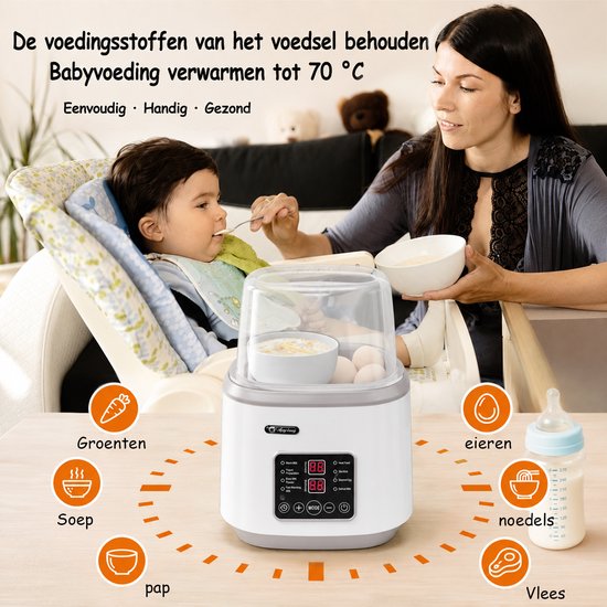 8 in 1 Flessenwarmer - Intelligente Flessenverwarmer - Verwarming van Bloeistoffen en Eten - Dubbele Bediening - Snel Opwarmen - Opwarmen, warmhouden, ontdooien en steriliseren - BPA vrij - Thermostaat - Incl. Schoonmaakset - AIMASON — afbeelding 5