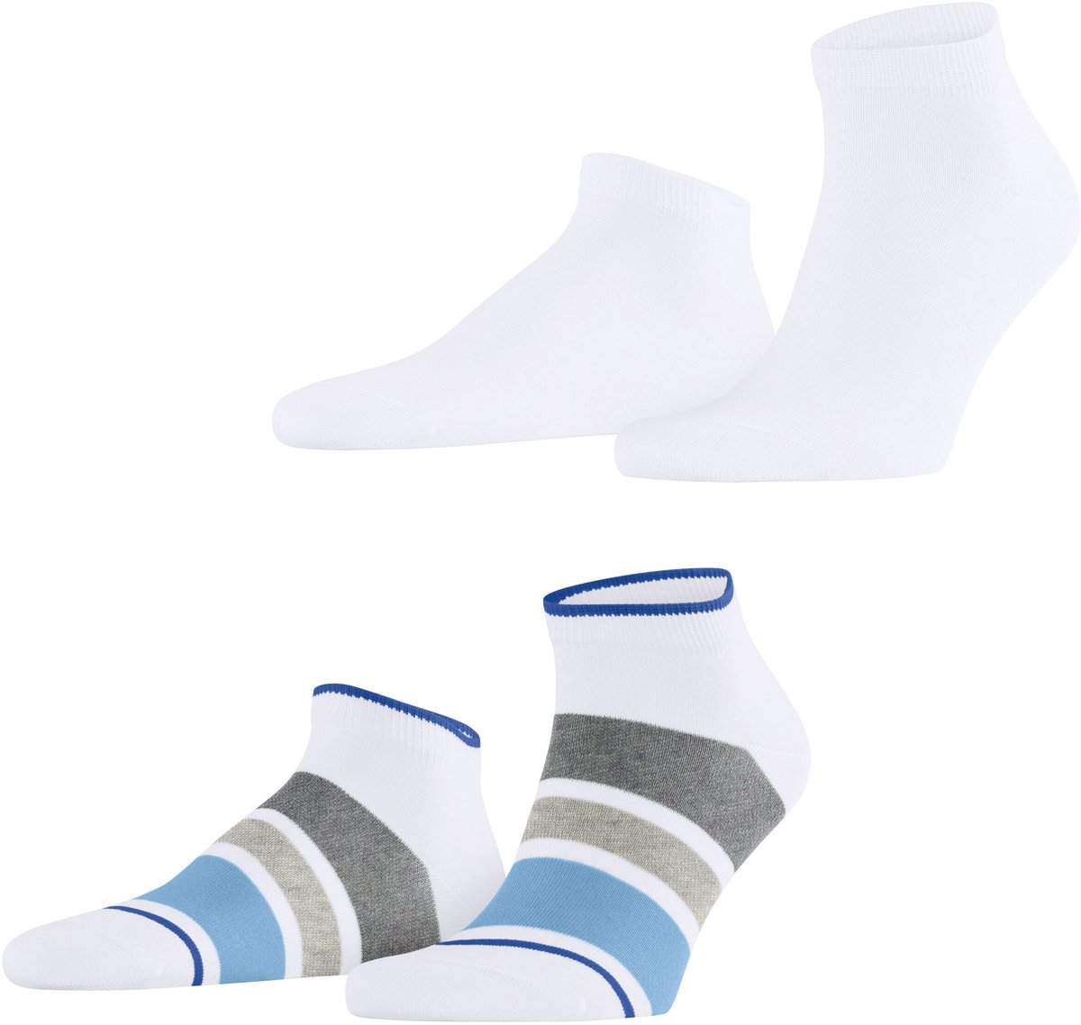 Esprit Multi Stripe 2-Pack kort gedessineerd katoen Multipack Korte sokken heren wit - maat 43-46