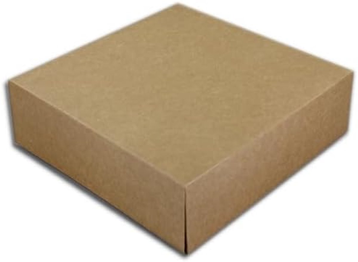 Taartdoos Vierkant - Bakdoos Verpakking - Taart Transport - Eenvoudig Vouwbaar - 21x21x10 cm - Bruin