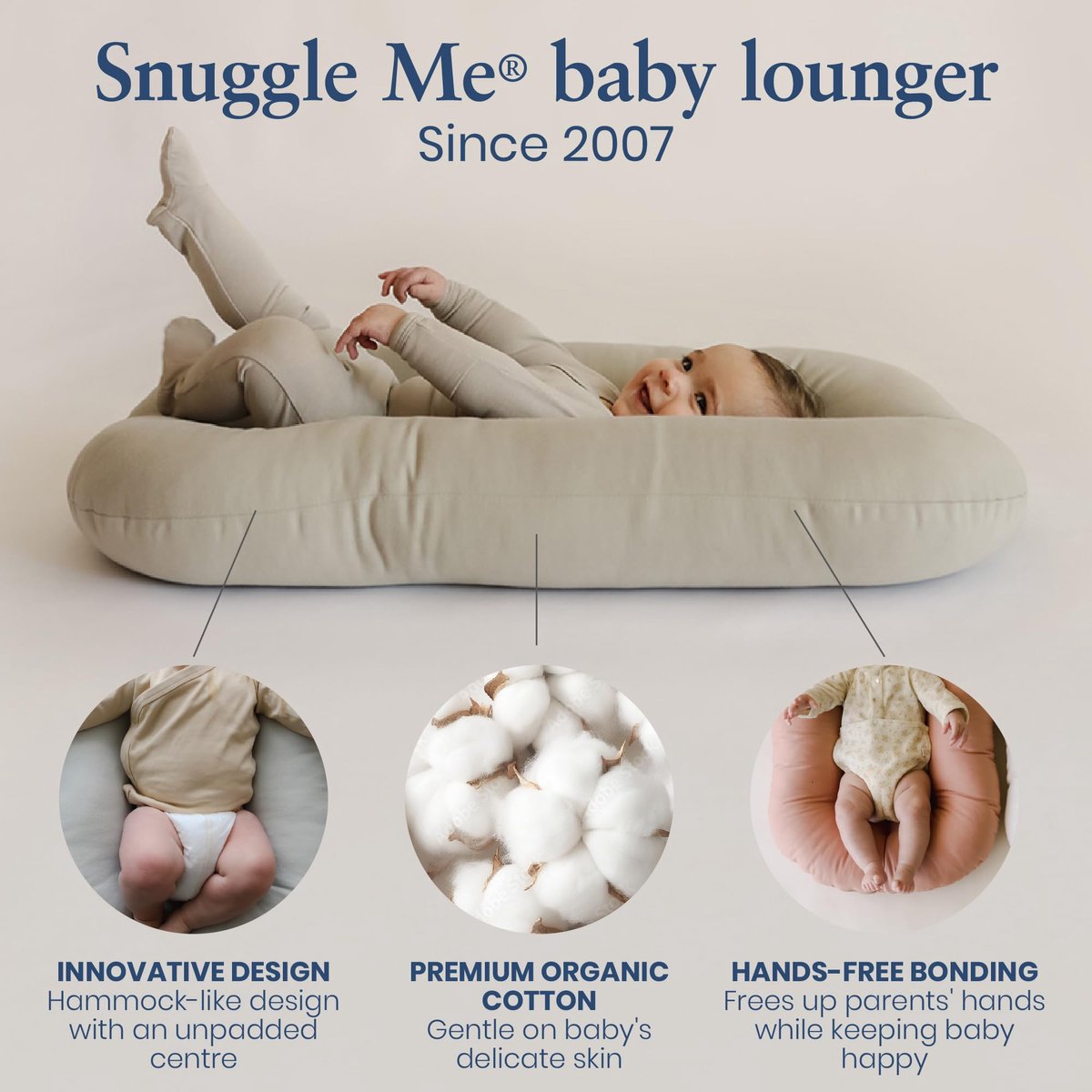 SnelShoppen - Snuggle Me® Baby Nest 0-9 maanden - Premium Babynest voor Pasgeborenen - Zacht Biologisch Katoen met Vezelvulling - 100% Machinewasbaar