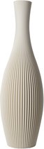 Slimprint Vaas STELLA, Creme Wit, D18,8 x H60 cm, Moderne Vaas met Gestreept Motief voor Pampas Pluimen en Decoratie Takken, Gerecycled Biokunststof