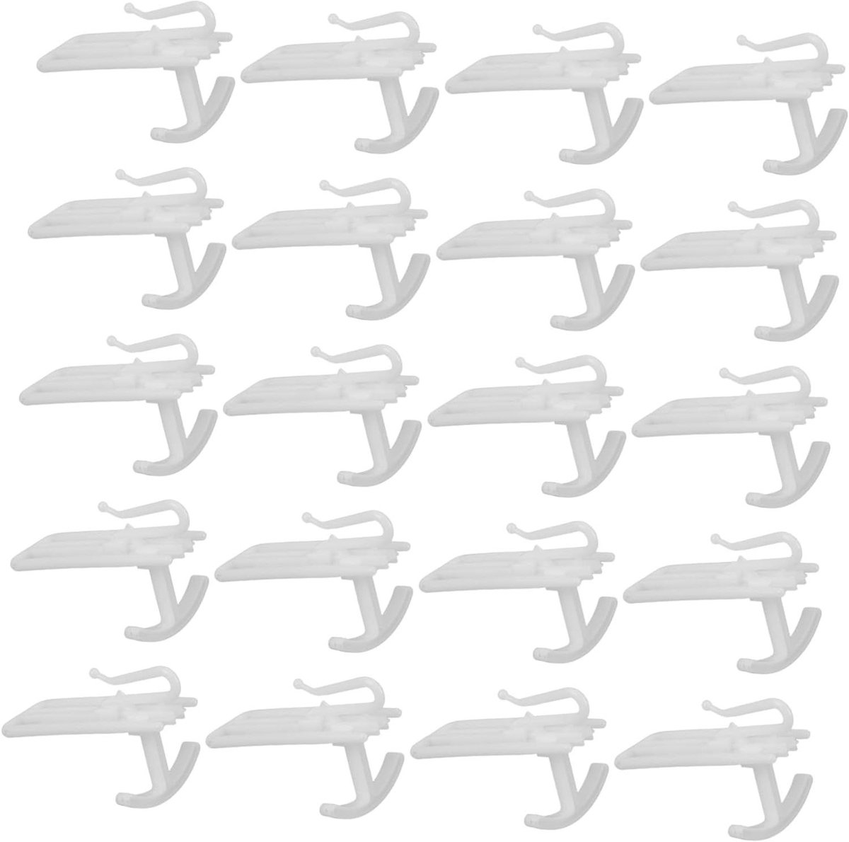 Gordijnhaken - Plooihaken Gordijnophanging - Gordijnen Ophangen - Flexibele Hoogteverstelling - 20 stuks - Wit