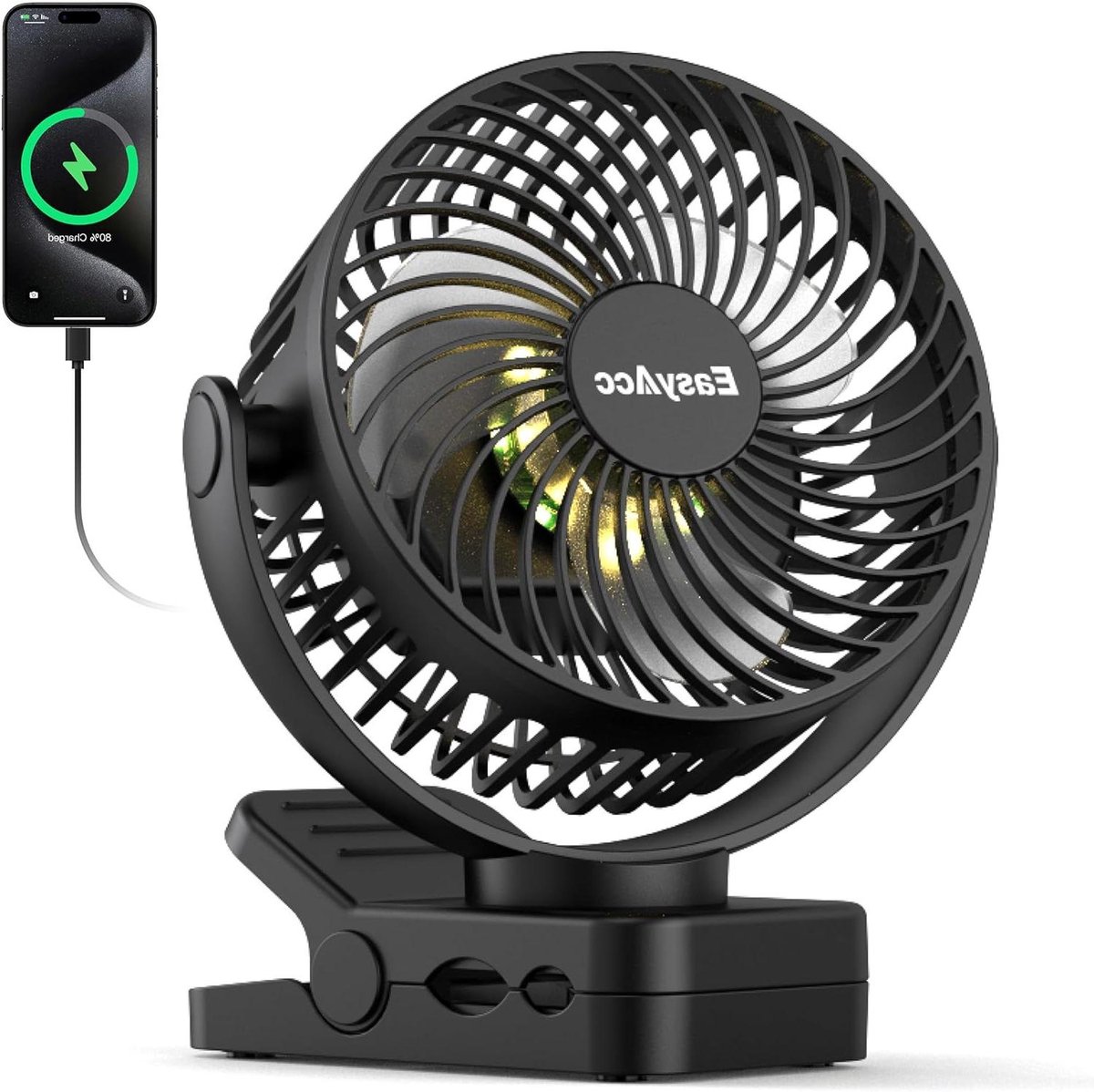 Clip-on Ventilator - Draagbare Ventilator - Persoonlijke Koeling - Krachtige Luchtstroom - 13000 mAh - Zwart