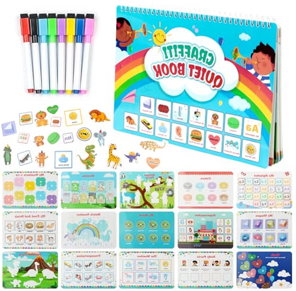 Stil Boek - Educatief Speelgoed - Leren en Spelen - 15 Leeronderwerpen - 28 x 205 cm - Multicolor