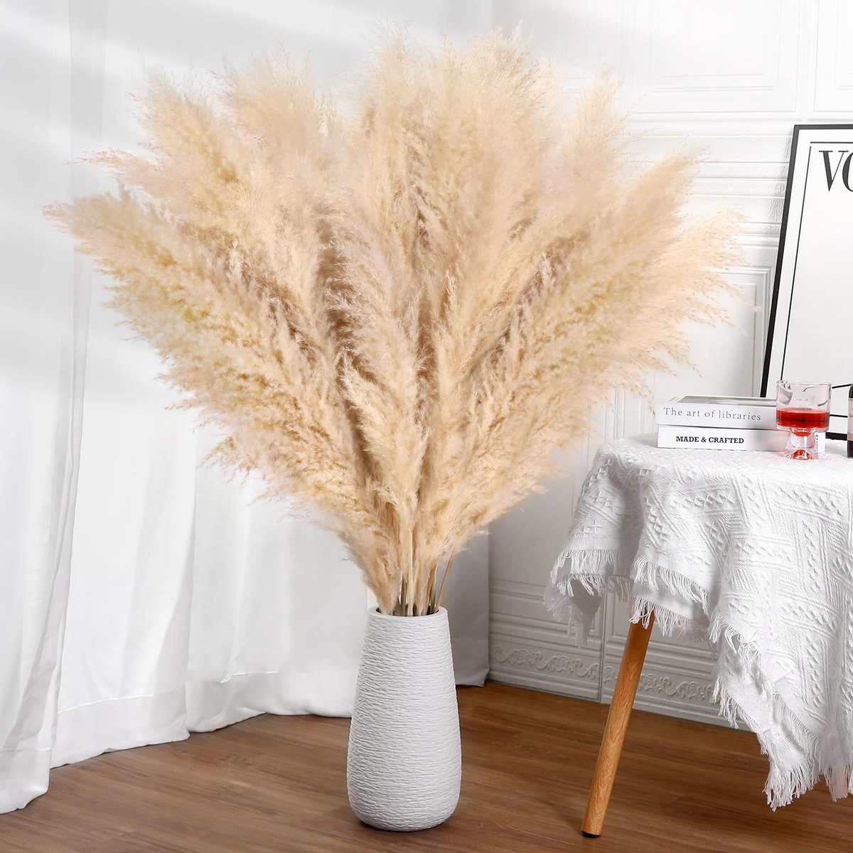 SnelShoppen - 10 stuks XXL pampasgras decoratie 100 cm - Gedroogde bloemen boho stijl - Natuurlijk en pluizig voor vloer vazen, tafel, bruiloft, woonk